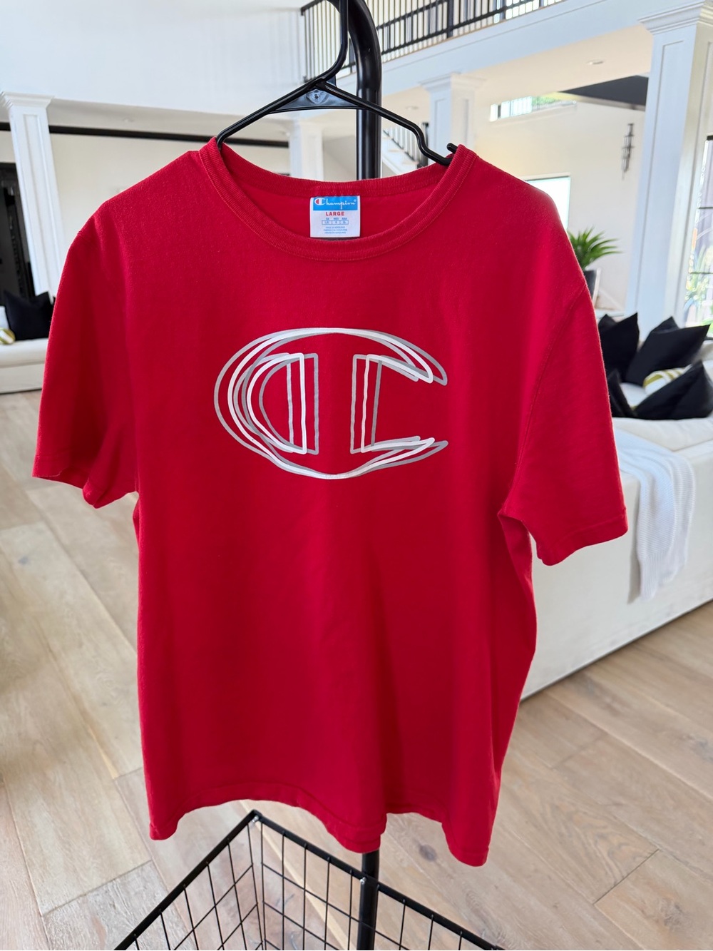 Champion Red Short-Sleeve Tee with White Logo